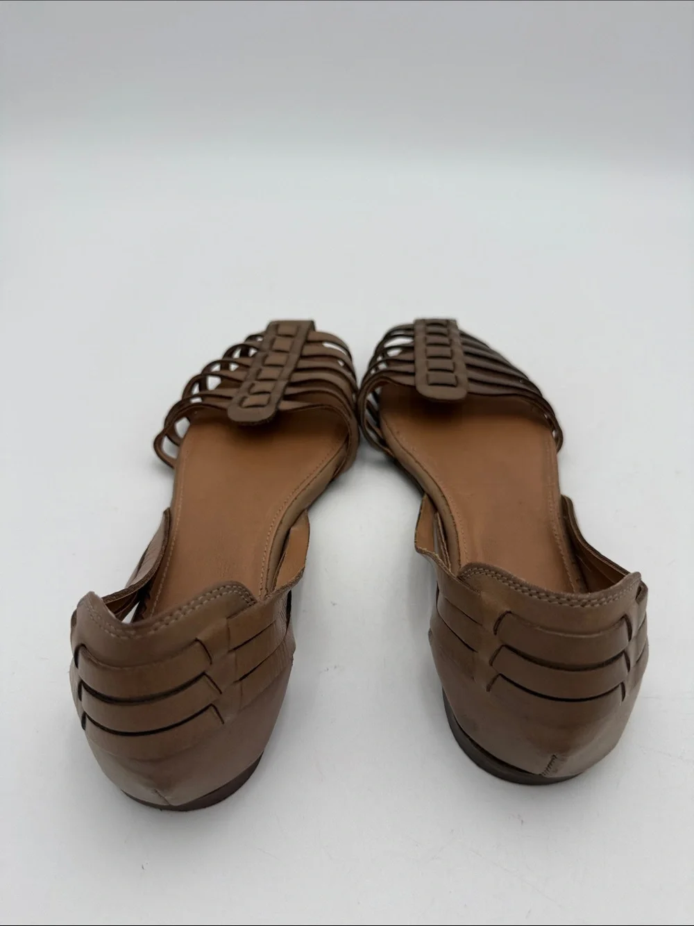 Crevo Brown Woven Leather Women's Flats 8.5 casual office vacation retro Y2K